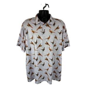 Waggle Golf Polo Pheasants Print Size 3XL Performance Stretch